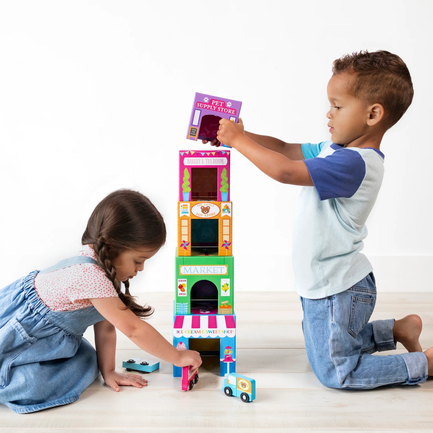 Stackables "Rainbow Town" Ciudad Anidable con coches