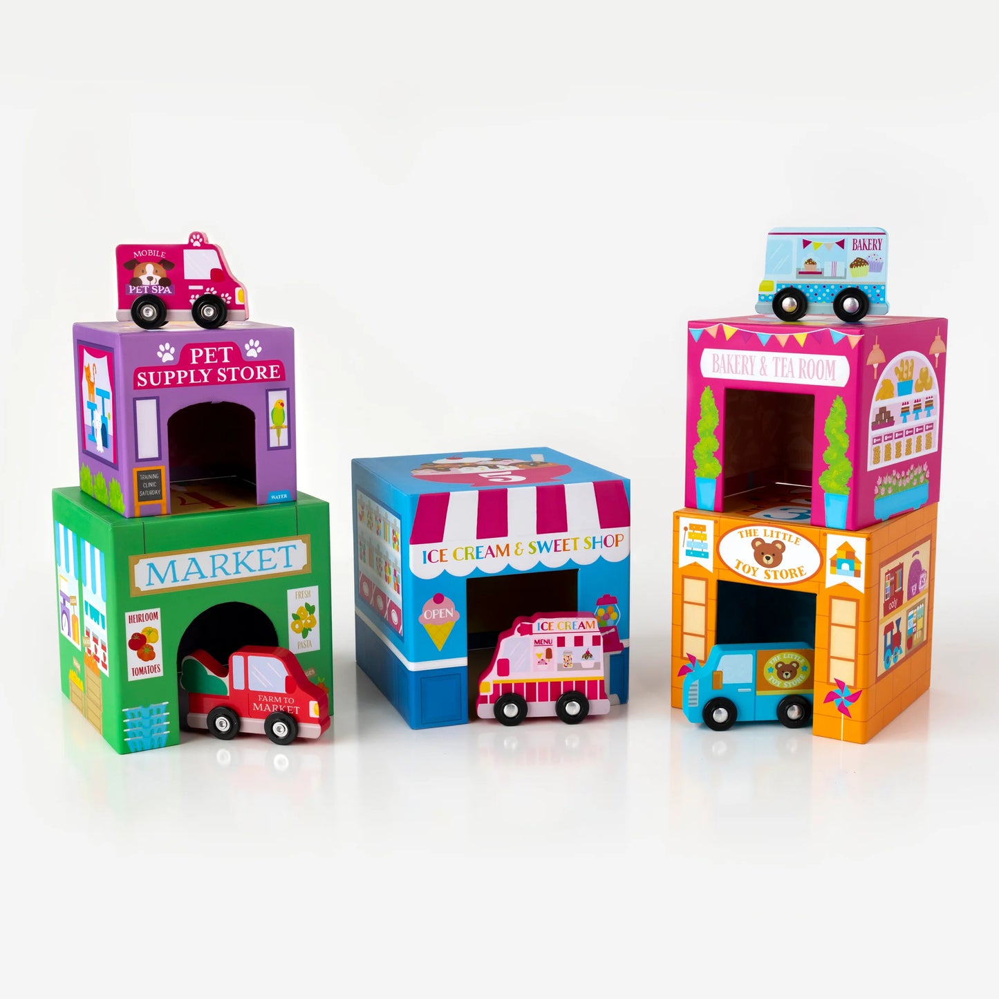 Stackables "Rainbow Town" Ciudad Anidable con coches