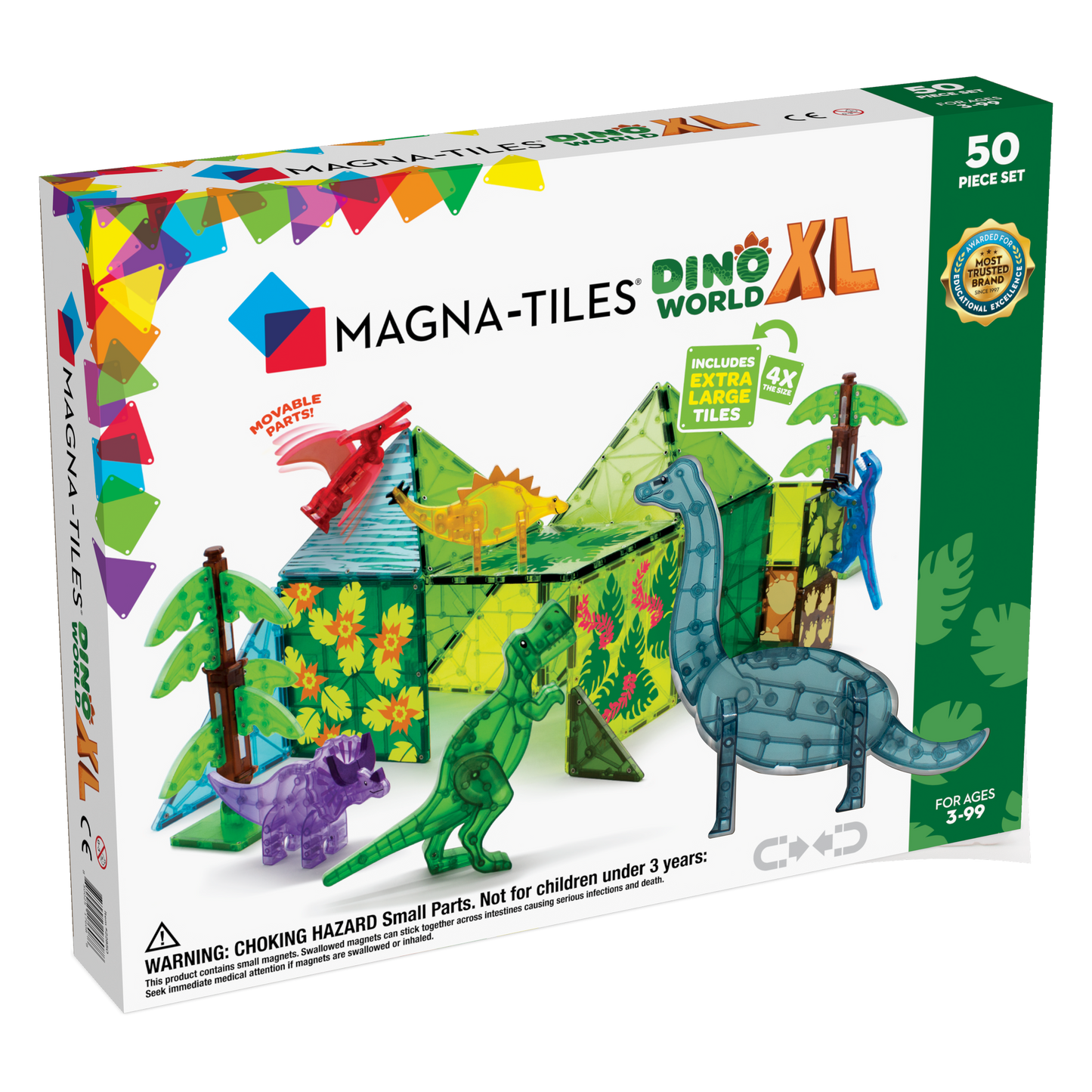 Magna-Tiles Dino World XL Set de 50 piezas Extra Grandes